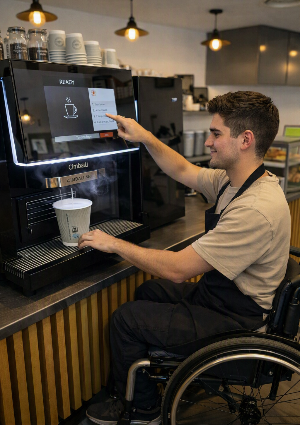 Tranquil Zone Cafe team member making coffee